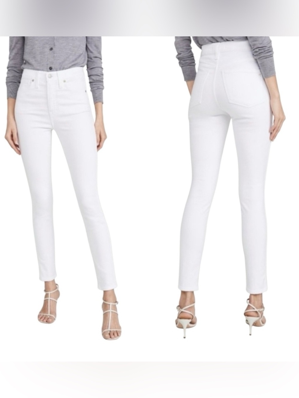 Madewell 10" High Rise skinny white jeans Sz 27 Vacation Chic (g18)